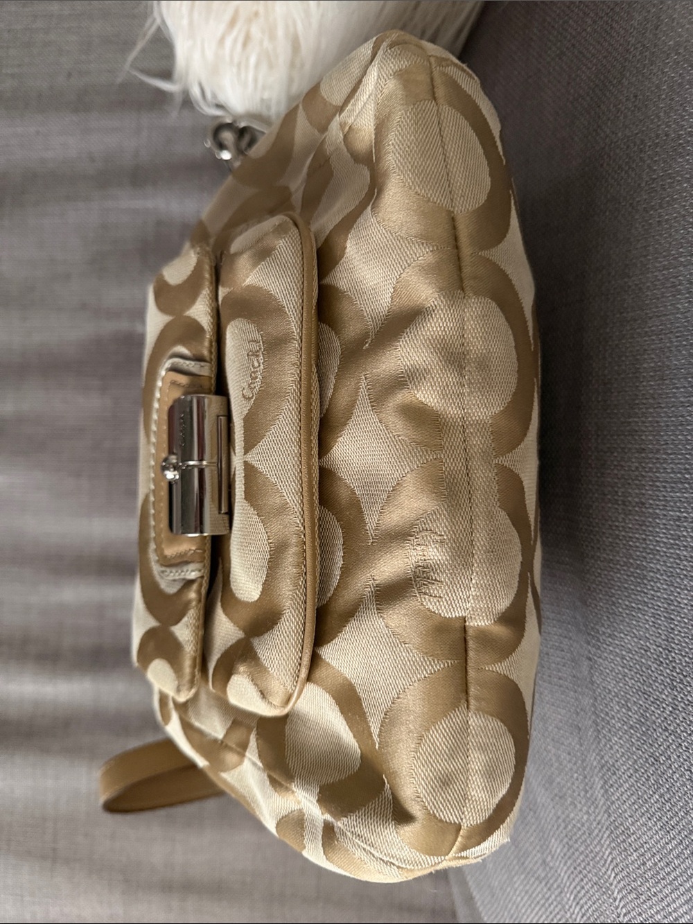 Coach Beige Signature Canvas Hobo with Leather Trim - Picture 7 of 12